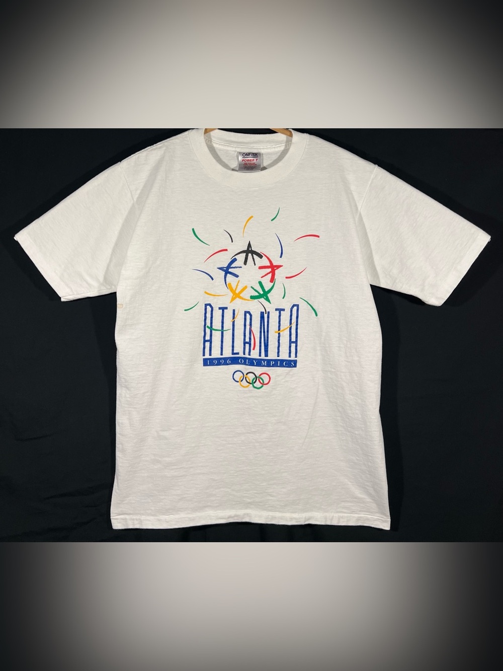 Vintage 1996 Atlanta Summer Olympics Oneita Power-T Single Stitch Shirt Sz L USA